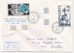 TAAF - Env. Affr 1,10 Aviso Doudart De Lagrée + 0,50 Télémesure De Kerguelen - Dumont D'Urville T.Adélie -7/3/1983 - - Covers & Documents