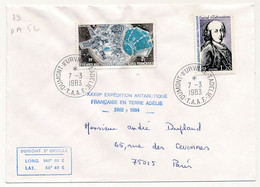 TAAF - Env. Affr 1,20 Amiral D'Entrecasteaux + 0,50 Télémesure De Kerguelen - Dumont D'Urville T.Adélie -7/3/1983 - - Lettres & Documents