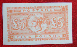 GB 5 Pounds Victoria Neudruck Reprint Vinget POSTFRIS / MNH ** ENGLAND GRANDE-BRETAGNE GB GREAT BRITAIN - Werbemarken, Vignetten