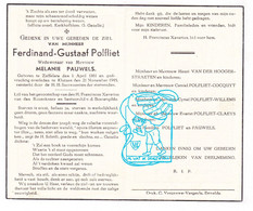 DP Ferdinand Polfliet ° Zaffelare Lochristi 1861 † Kluizen Evergem 1945 X M. Pauwels / VanderHoogerstraeten / G. Gezelle - Images Religieuses