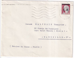 1962 - ETAT ALGERIEN / SURCHARGE "EA" - MARIANNE DE DECARIS - ENVELOPPE De TEBESSA ! => MARSEILLE - Algérie (1962-...)