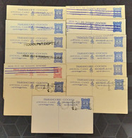 1869-1949 TRAVANCORE - COCHIN STATE Telegraph Anchal Cards 17 Items (**) Inde Indien - Travancore-Cochin