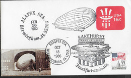 U.S.A. - 50° DIRIGIBILE HINDENBURG DA ALAPEX STA. FEB 16,1980 PER SUSPEX STA - SU BUSTA POSTALE - Altri & Non Classificati