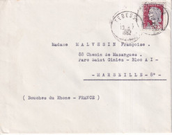 1962 - ETAT ALGERIEN / SURCHARGE "ETAT ALGERIEN" - MARIANNE DE DECARIS - ENVELOPPE De TEBESSA ! => MARSEILLE - Algérie (1962-...)