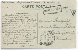 MAROC - CACHET MILITAIRE - Carte Postale Pour LA FRANCE  - C à D CASABLANCA 31 -10-17 - Non Affranchie , Taxée . - Covers & Documents