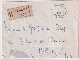 ALGERIE - 1963 - ENVELOPPE RECO De CHAREF (MEDEA) - CACHET FRANCAIS HEXAGONAL De BUREAU De DISTRIBUTION SANS DATE ! - Algérie (1962-...)