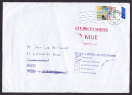 Netherlands: Cover To Niue, 2021, 1 Stamp + Tab, Europa, Bee, Returned, Retour Cancel, Moved Out (damaged: Creases) - Briefe U. Dokumente