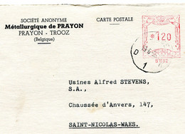 1956 Kaart SA METALLURGIE De PRAYON - TROOZ  - Gefr *1.20  B1132 - ...-1959