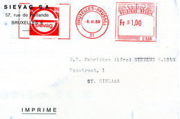 1969 Kaart SIEVAG S.A. Bruxelles - Mooie Rode Frankering Brussel 31 - C506 - - 1960-79