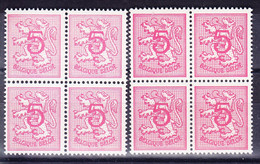 BELGIQUE COB 1728, 1 Bloc De 4 ** ROUGE Et 1 Bloc De 4 ** ROSE. (5CT25) - 1977-1985 Cijfer Op De Leeuw