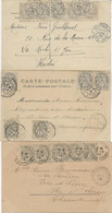 3 CARTES POSTALE AFFRANCHIES A 5 CENTIMES TYPE BLANC N° 107 - ANNEE 1903-1905 - 1877-1920: Semi-Moderne