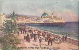 CPA Illustrée De NICE - La Jetée Promenade Et La Promenade Des Anglais (Tuck Et Fils -n°50). - Loten, Series, Verzamelingen