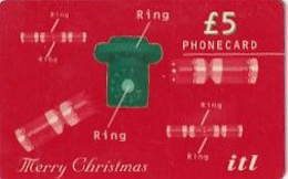 UK - Merry Christmas, ITL Prepaid Card 5 Pounds, Used - Emissioni Imprese