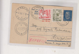 YUGOSLAVIA,1953 SUBOTICA Priority Postal Stationery AMB TRAIN Cancel DEVDELIJA-BEOGRAD-SEZANA - Covers & Documents