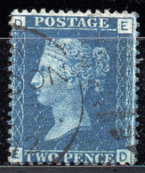 Great Britain 1858/69 - Fine Copy Of The Twopence Blue, Plate 13, With Two Cancellations In Black - Usati