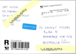 (1 A 31) Czech Republic Registeed Cover (no Stamp) Posted To Australia During COVID-19 Pandemic - Covers & Documents