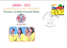 (1A32) 2020 Tokyo Summer Olympic Games - Australia Gold Medal FDI Cover Postmarked WA Perth (swimming) - Summer 2020: Tokyo