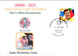 (1A32) 2020 Tokyo Summer Olympic Games - Australia Gold Medal FDI Cover Postmarked WA Perth (swimming) - Zomer 2020: Tokio