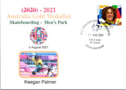 (1A32) 2020 Tokyo Summer Olympic Games - Australia Gold Medal FDI Cover Postmarked WA Perth (skateboarding) - Verano 2020 : Tokio