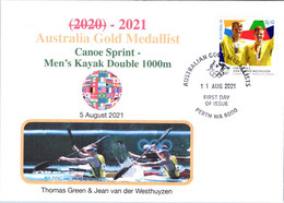 (1A32) 2020 Tokyo Summer Olympic Games - Australia Gold Medal FDI Cover Postmarked WA Perth (canoe Kayak) - Eté 2020 : Tokyo