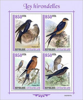 2021/07- CENTRAL AFRICAN - SWALLOWS               4V   MNH ** - Golondrinas