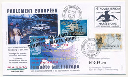 FRANCE - Env. Affr 2,20 Bourbonnais + 1,00 Amerigo Vespucci Obl Strasbourg Parlement Eu. 20/1/2000 MAREE NOIRE ERIKA - Storia Postale