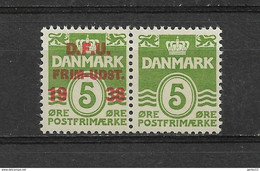 DANEMARK  N°  267Aa    PAIRE DONT 1 SANS SURCHARGE * *   NEUFS SANS CHARNIERE - Unused Stamps