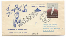 FDC PROPAGANDA SPORTIVA LIT.250 - 1.3.1955 - BOLLO DI ARRIVO. - Cartas