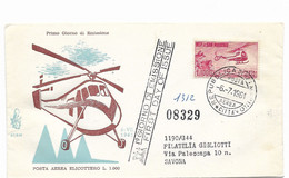 FDC ELICOTTERO LIT.1000 - 6.7.1961 - BOLLO DI ARRIVO. - Cartas