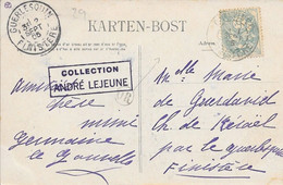 CPA FINISTERE  (29) - GUERLESQUIN - CACHET RECETTE R A2 - ORIGINE RURALE -  1905 -  CPA LES BINIOUS DE NEVEZ... - Manual Postmarks