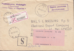 Poland Registered Einschreiben Label PLOCK 1991 Cover Brief SORØ (Arr.) HYLSTRUP REadressed Label KØBENHAVN S. Denmark - Storia Postale