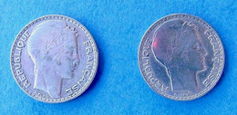 LOT 2 PIÈCES ARGENT DE 10 FRANCS TURIN - 1932 ET 1934 - K. 10 Francs