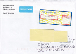 Czech Republic PRIORITAIRE Label BRNO 1990 Cover Brief BRØNDBY STRAND Denmark ATM / Frama Label - Storia Postale