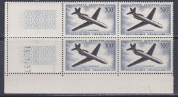 France P.A. N° 36 XX Prototypes :"Caravelle" En Bloc De 4 Coin Daté Du 15 . 1 . 57,  2  Traits, Sans Charnière, TB - Airmail