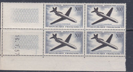 France P.A. N° 36 XX Prototypes :"Caravelle" En Bloc De 4 Coin Daté Du 16 . 1 . 57,  1  Trait, Sans Charnière, TB - Poste Aérienne