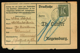 Reklame Karte 1920 EF Mi Nr. 159 A Infla Geprüft, SST Porto Verrechnet BHF Regensburg, Fa. Th. Laufer Regensburg - Brieven En Documenten