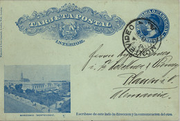 1905 URUGUAY , TARJETA ENTERO POSTAL CIRCULADA , MONTEVIDEO - PLAUEN , MANICOMIO . - Uruguay