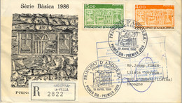 1986 ANDORRA , CORREO FRANCÉS , CERTIFICADO ANDORRA LA VELLA - SEU D' URGELL , DEVUELTO AL REMITENTE , PRIMER DIA - Lettres & Documents