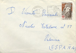 1980 ANDORRA , SOBRE CIRCULADO A VALENCIA , CARLOMAGNO , TEMA EUROPA - Storia Postale