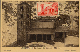 1948 ANDORRA , T.P. NO CIRCULADA , VALLS D' ANDORRA - CANILLO , ERMITA DE SANT JOAN DE CASELLES - Storia Postale