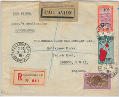 44936 -- MADAGASCAR -  POSTAL HISTORY - REGISTERED COVER To LONDON 1936 - Lettres & Documents