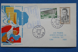 AA8 FRANCE BELLE LETTRE 1960 AEROPHILATELIE IER VOL PARIS LIMA PERU  + AFFRANCH. PLAISANT - 1960-.... Storia Postale