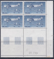 France P.A. N° 57 XX 15 F. : "Farman F 60" , En Bloc De 4 Coin Daté Du 23 . 2 . 84 ; 2 Traits, Sans Charn., TB - Poste Aérienne