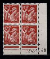 Coin Daté - Iris YV 431 N** Du 24.1.40 , 1 Point - 1940-1949