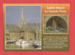 C.P.M..( 35 ) « SAINT-MALO » Cité Corsaire;La Grande Porte Et L'Eglise St-Vincent - Jolie Vue Animée  .X2 Phts - Saint Malo