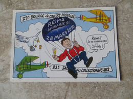 CPM Amicarte 51 - 29 ème Bourses De Carte Postales De REIMS - Illustrateur Jean Claval Avion Parachute 2010 - Bourses & Salons De Collections