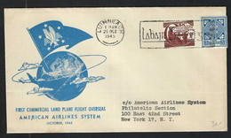 IRLANDE 1945: 1er Vol Commercial Entre Shannon Et New-York Affr. De 1sh.3p - Covers & Documents