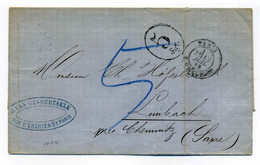Paris Rue D'Enghien + Taxe Royaume De Saxe 5 Sgr / Dept 60  Seine / 12 Juillet 1869 - 1849-1876: Classic Period