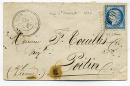 T22 SAINT FLOVIER + Losange GC3600 / Dept 36 Indre Et Loire / 1873 /  Côte 160€ - 1849-1876: Période Classique