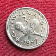 New Zealand 3 Pence 1957 KM# 25.2 *V1  Nova Zelandia Nuova Zelanda Nouvelle Zelande - Neuseeland